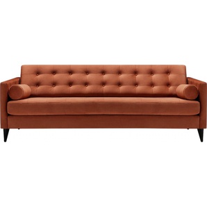 3-Sitzer LOVI Powder Sofas Gr. B/H/T: 218 cm x 78 cm x 92 cm, Samtstoff Velvet, orange (5 orange) 3-Sitzer Sofas