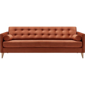 3-Sitzer LOVI Powder Sofas Gr. B/H/T: 218 cm x 78 cm x 92 cm, Samtstoff Velvet, orange (5 orange) 3-Sitzer Sofas