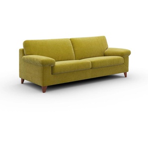 3-Sitzer MACHALKE diego Sofas Gr. B/H/T: 225 cm x 84 cm x 98 cm, Chenille ELOY, gelb (lemon eloy) 3-Sitzer Sofas mit weichen Armlehnen, Füße wengefarben, Breite 225 cm