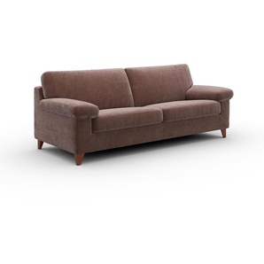 3-Sitzer MACHALKE diego Sofas Gr. B/H/T: 225 cm x 84 cm x 98 cm, Chenille ELOY, rosa (rosé eloy) 3-Sitzer Sofas mit weichen Armlehnen, Füße wengefarben, Breite 225 cm