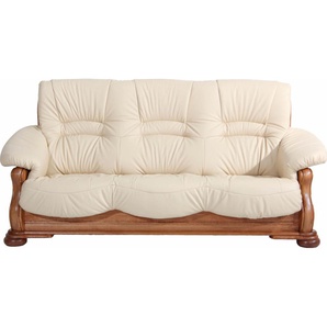 3-Sitzer MAX WINZER Texas Sofas Gr. B/H/T: 202 cm x 95 cm x 98 cm, Kunstleder SOFTLUX, beige 3-Sitzer Sofas mit dekorativem Holzgestell, Breite 202 cm Bestseller