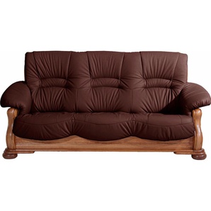 3-Sitzer MAX WINZER Texas Sofas Gr. B/H/T: 202 cm x 95 cm x 98 cm, NaturLEDER, rot (burgund) 3-Sitzer Sofas mit dekorativem Holzgestell, Breite 202 cm