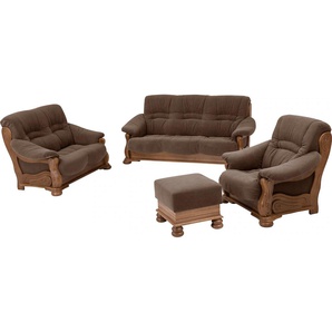 3-Sitzer MAX WINZER Texas Sofas Gr. B/H/T: 202 cm x 95 cm x 98 cm, Stoff, braun 3-Sitzer Sofas mit dekorativem Holzgestell, Breite 202 cm