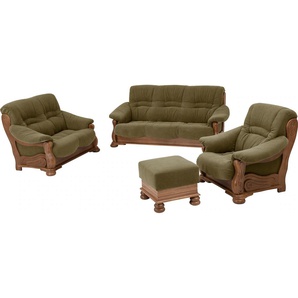 3-Sitzer MAX WINZER Texas Sofas Gr. B/H/T: 202 cm x 95 cm x 98 cm, Stoff, grün 3-Sitzer Sofas mit dekorativem Holzgestell, Breite 202 cm