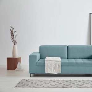 3-Sitzer OTTO PRODUCTS Grazzo Sofas Gr. B/H/T: 218 cm x 80 cm x 90 cm, Struktur (recyceltes Polyester), blau (eisblau) 3-Sitzer Sofas hochwertige Stoffe aus recyceltem Material, Steppung im Sitzbereich