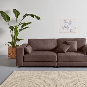 3-Sitzer OTTO PRODUCTS Grenette Sofas Gr. B/H/T: 244 cm x 77 cm x 100 cm, Struktur (recyceltes Polyester), braun 3-Sitzer Sofas Modulsofa, im Baumwoll-Leinenmix oder aus recycelten Stoffen