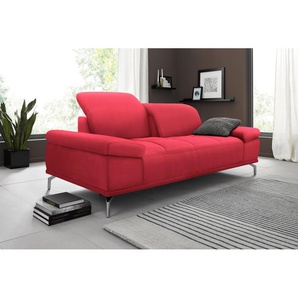 3-Sitzer PLACES OF STYLE Caluna Sofas Gr. B/H/T: 212 cm x 97 cm x 111 cm, Flachgewebe, rot 3-Sitzer Sofas mit Sitztiefen- und Kopfteilverstellung