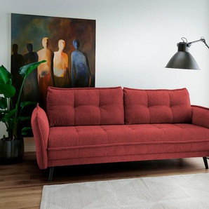 3-Sitzer PLACES OF STYLE Jonah Sofas Gr. B/H/T: 230 cm x 92 cm x 106 cm, Struktur fein, rot 3-Sitzer Sofas mit komfortabler Armlehn-Verstellung
