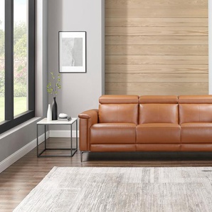 3-Sitzer PLACES OF STYLE Lund, mit manueller und elektrischer Relaxfunktion, braun (cognac), B:222cm H:97cm T:100cm, Kunstleder 100% Polyurethan, Sofas, in 2 Sitzen (links u. rechts), USB-A, Echtleder, Kunstleder, Webstoff, Topseller