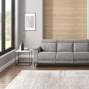 3-Sitzer PLACES OF STYLE Lund, mit manueller und elektrischer Relaxfunktion, grau (hellgrau), B:222cm H:97cm T:100cm, Webstoff 100% Polyester, Sofas, in 2 Sitzen (links u. rechts), USB-A, Echtleder, Kunstleder, Webstoff, Topseller