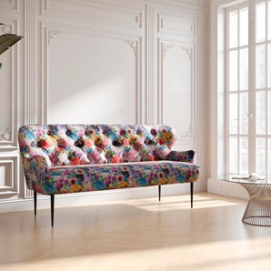 3-Sitzer PLACES OF STYLE Sofas Gr. B/H/T: 193 cm x 97 cm x 87 cm, Jacquard, rosa (rose, rot) 3-Sitzer Sofas mit Knopfheftung,in verschieden Stoffarten