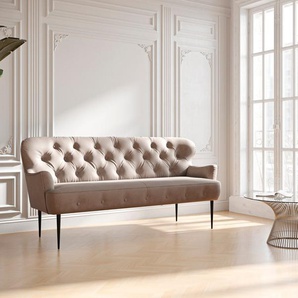 3-Sitzer PLACES OF STYLE Sofas Gr. B/H/T: 193 cm x 97 cm x 87 cm, Struktur weich, grau (taupe) 3-Sitzer Sofas mit Knopfheftung,in verschieden Stoffarten