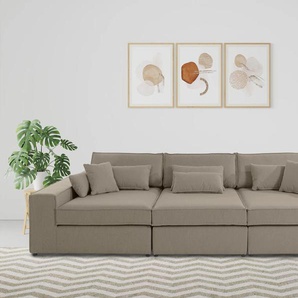 3-Sitzer RAUM.ID Enid Sofas Gr. B/H: 360 cm x 75 cm, Struktur (100% Polyester), grau (taupe) 3-Sitzer Sofas