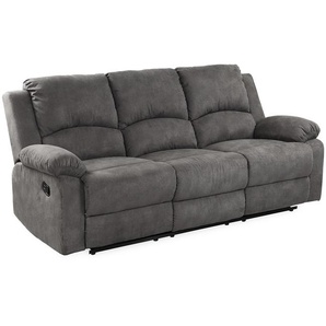 3-Sitzer-Relaxsofa Couch Liegefunktion Federkern Polster Stoff Vintage Anthrazit / 15131