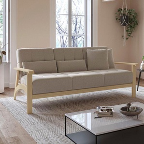 3-Sitzer SIT&MORE Billund Sofas Gr. B/H/T: 199 cm x 88 cm x 106 cm, Microfaser, mit Schlaffunktion, beige (nature) 3-Sitzer Sofas