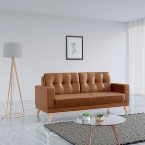 3-Sitzer SIT&MORE Lavida Sofas Gr. B/H/T: 215 cm x 90 cm x 97 cm, Microfaser, mit Kipper und Bettkasten, braun (cognac) 3-Sitzer Sofas