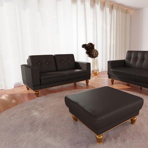 3-Sitzer SIT&MORE Orient 5 V Sofas Gr. B/H/T: 215 cm x 90 cm x 97 cm, Kunstleder, mit Bettfunktion-mit Bettkasten, braun (dunkelbraun) 3-Sitzer Sofas mit Strass-Stein, wahlweise Bettfunktion und Bettkasten