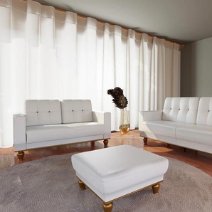 3-Sitzer SIT&MORE Orient 5 V Sofas Gr. B/H/T: 215 cm x 90 cm x 97 cm, Kunstleder, mit Bettfunktion-mit Bettkasten, weiß (pure white) 3-Sitzer Sofas