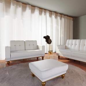 3-Sitzer SIT&MORE Orient 5 V Sofas Gr. B/H/T: 215 cm x 90 cm x 97 cm, Kunstleder, mit Bettfunktion-mit Bettkasten, weiß (pure white) 3-Sitzer Sofas mit Strass-Stein, wahlweise Bettfunktion und Bettkasten