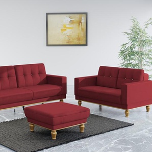 3-Sitzer SIT&MORE Orient 5 V Sofas Gr. B/H/T: 215 cm x 90 cm x 97 cm, Samtoptik, ohne Bettfunktion-ohne Bettkasten, rot 3-Sitzer Sofas mit Strass-Stein, wahlweise Bettfunktion und Bettkasten