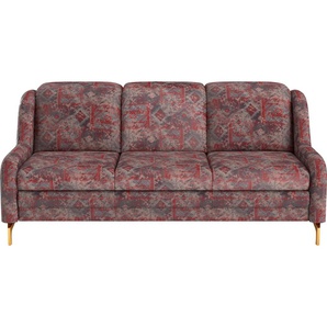 3-Sitzer SIT&MORE Orient Sofas Gr. B/H/T: 196 cm x 91 cm x 109 cm, Jacquard, mit Kopfteilverstellung, rot 3-Sitzer Sofas inkl. 2 Zierkissen mit Strass-Stein, goldfabene Metallfüße