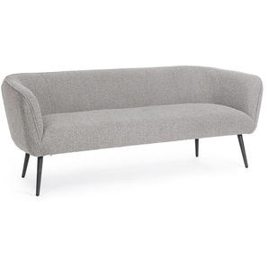 3-Sitzer Sofa Avril 175x70x68 Grau Stoff in Boucle-Optik mit Stahlbeinen schwarz