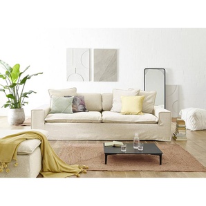 3-Sitzer Sofa Beige Flachgewebe Nadira 258 x 90 x 116cm Modern