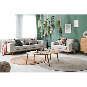 3-Sitzer Sofa Grau/Grau Webstoff Cieli 237 x 81 x 88cm Buche Hell Modern