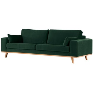 3-Sitzer Sofa Grün Samt Sadia 237 x 81 x 88cm Buche Hell Modern