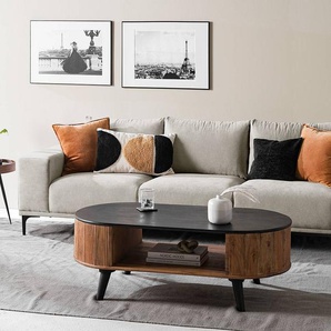 3-Sitzer Sofa Braun/Sand Microfaser Hoku 246 x 78 x 91cm Modern