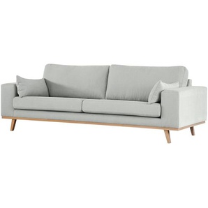3-Sitzer Sofa Grau/Grau Baumwollstoff Vele 237 x 81 x 88cm Buche Hell Modern