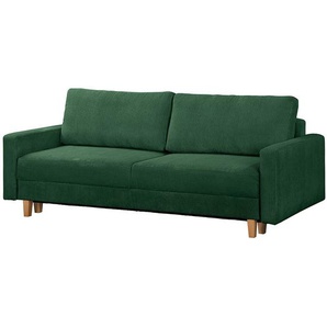 3-Sitzer Sofa Grün Cordstoff Poppy 220 x 86 x 90cm mit Schlaffunktion Skandi