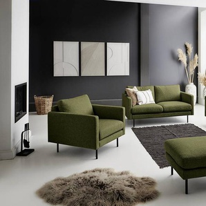 3-Sitzer Sofa Grün Strukturstoff Foxy 196 x 82 x 94cm Skandi