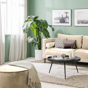 3-Sitzer Sofa Beige Samt Vaia 191 x 80 x 86cm Glamour