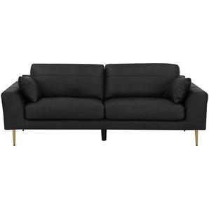 Sofa Schwarz Echtleder 3-Sitzer Modern Wohnzimmer