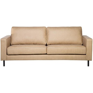 Sofa Beige Polsterbezug Lederoptik 3-Sitzer Minimalistisch Wohnzimmer