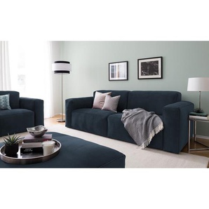 3-Sitzer Sofa Blau/Dunkelblau Samt Ravi 240 x 75 x 96cm Glamour