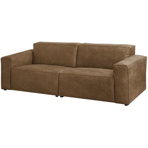 3-Sitzer Sofa Braun/Camel Microfaser Pina 240 x 75 x 96cm Industrial