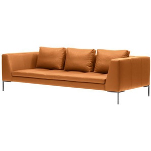 3-Sitzer Sofa Braun Echtleder Neka 238 x 81 x 105cm Modern