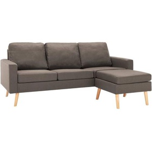 3-Sitzer-Sofa mit Hocker Taupe Stoff Vidaxl