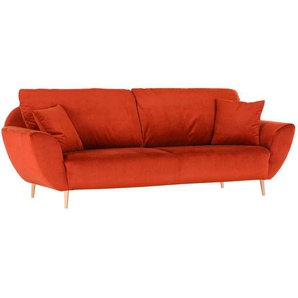 3-Sitzer-Sofa, Orange, Textil, Uni, 235x77x95 cm, Stoffauswahl, Wohnzimmer, Sofas & Couches, Sofas, 3-Sitzer Sofas