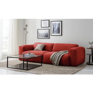 3-Sitzer Sofa Rot/Karminrot Webstoff Saia 251 x 71 x 102cm Modern