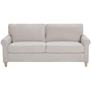 Sofa 3-Sitzer Wohnzimmer Beige Samtstoff 100% Polyester Retro Trendy Modern
