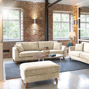 3-Sitzer Sofa Tocon Weiß Cordstoff Caron 240 x 63 x 90cm Modern