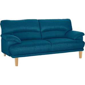 3-Sitzer TRENDMANUFAKTUR Cecilia Sofas Gr. B/H/T: 200 cm x 87 cm x 90 cm, Struktur fein, ohne Funktion, blau (petrol) 3-Sitzer Sofas mit Holzfüßen