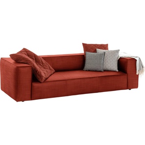 3-Sitzer W.SCHILLIG around-the-block Sofas Gr. B/H/T: 260 cm x 66 cm x 104 cm, Longlife fabric Flachgewebe T88, rot (terracotta t88) 3-Sitzer Sofas mit eleganter Biese, Federkern