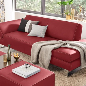 3-Sitzer W.SCHILLIG taboo Sofas Gr. B/H/T: 232 cm x 76 cm x 101 cm, Longlife Xtra-Leder Z59, mit Armlehnenverstellung, rot (ruby red z59) 3-Sitzer Sofas