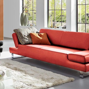 3-Sitzer W.SCHILLIG taboo Sofas Gr. B/H/T: 232 cm x 76 cm x 101 cm, Longlife Xtra-Leder Z69, mit Armlehnenverstellung, orange (red z69) 3-Sitzer Sofas