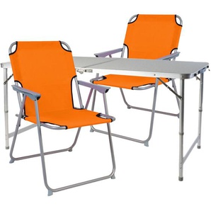 3-teiliges Campingmöbel Set 120x60x58/70cm Orange-MMC330872+2xMPO2600O