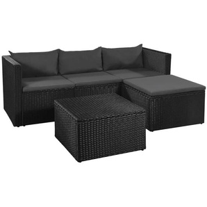 3-tlg. Garten-Lounge-Set Poly Rattan Schwarz und Grau